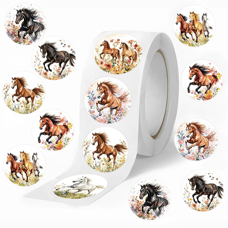 Art Craft Items - 500 stks/rol Paard Bloem Stickers Leuke