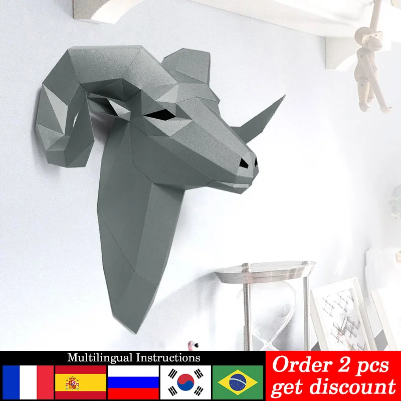 Art Craft With Cardboard - Voorgesneden Bighorn Wild Schaap Dier Muur