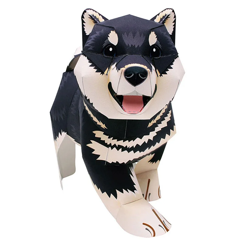 Art Craft With Cardboard - Zwarte Shiba Inu Hond Handgemaakte Origami