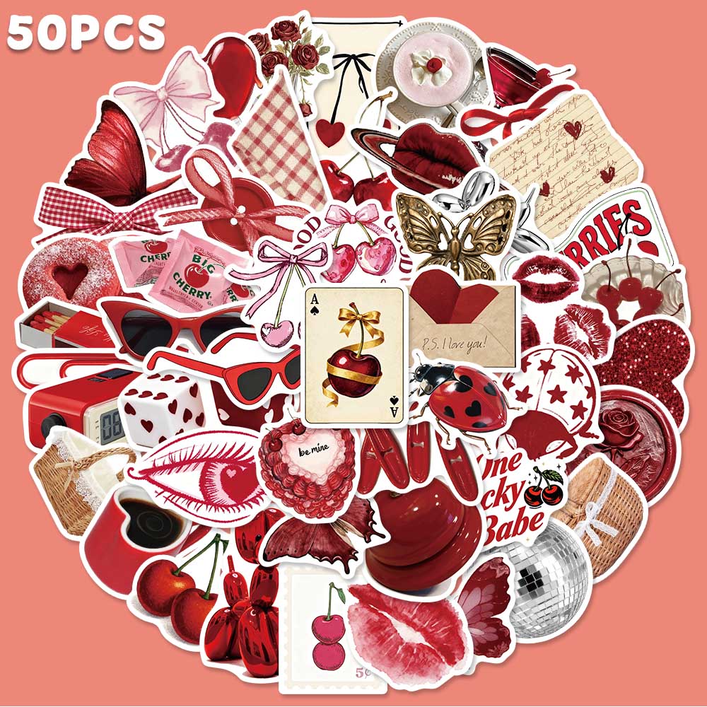 Artwork Craft - 50 stks Kersenkleurige Graffiti Sticker Fashion