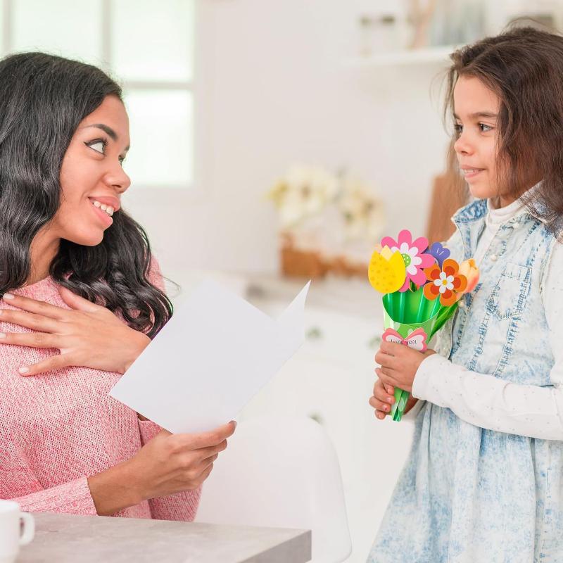 Art Craft Mother'S Day - 12 stuks bloemenboeket knutselset voor kinderen