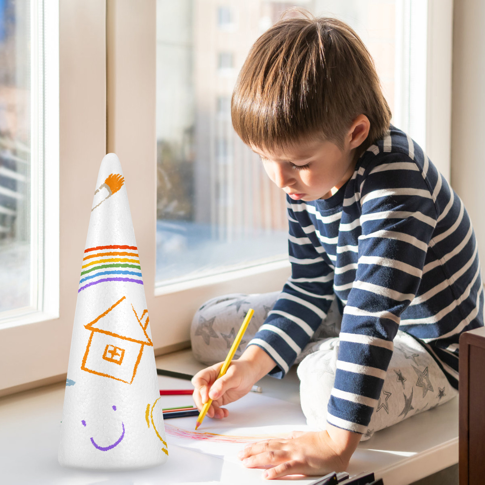 Art Craft Tree - 2 stuks kerst-schuimkegels knutselaccessoires kinderen DIY